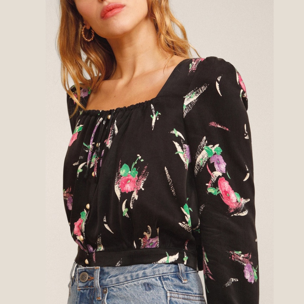 Rouje Flavio Top, Size 38, in Bouquet de Entree Noir